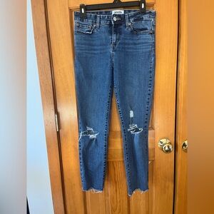 Blue Distressed Women's Boyfriend Fit Mid Rise